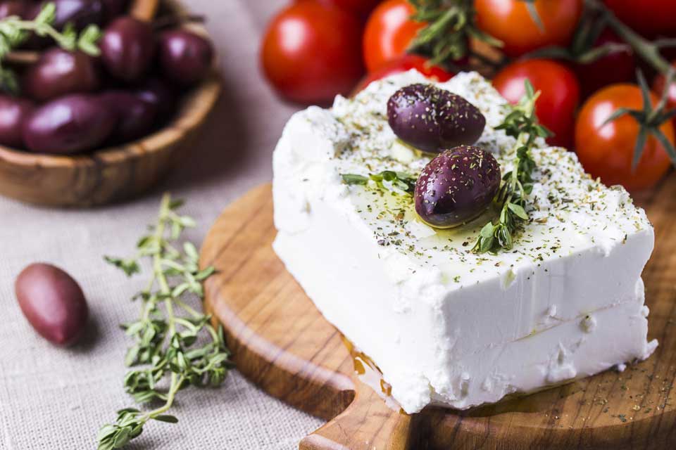 Feta cheese and other natural ingredients from the island